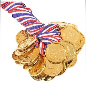 99 Pcs Children's Gold Plastic Winner Medals Kids Golden Winner Awards Medals